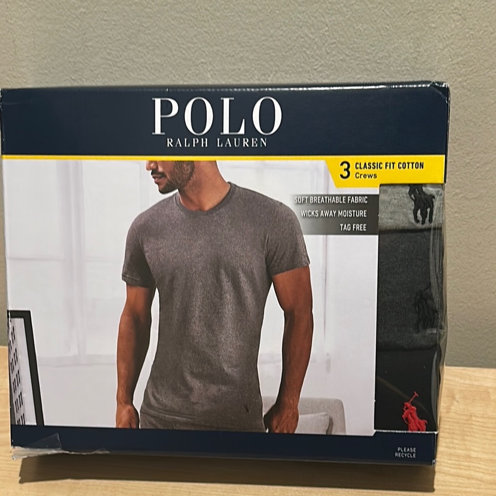 Polo Classic Fit Cotton Crew Undershirts - 3 Pack/3 Colors - Big Man 2XL